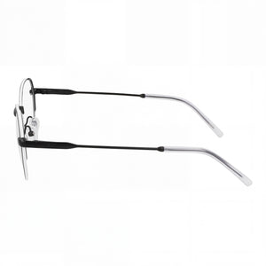 DKNY DK1032 Round Eyeglasses Women — side view, Black Metal temples