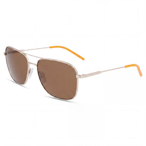 DKNY DK113S 717 Silver Rectangle Sunglasses Unisex, Solid Brown lens