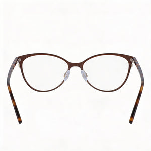 DKNY Dk3001 Oval Eyeglasses Women — side view, Brown Metal temples