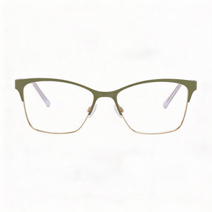 DKNY Dk3008 Rectangle Eyeglasses Unisex — side view, Green Metal temples