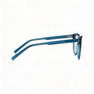 DKNY DK5050 Round Eyeglasses Women — side view, Blue Plastic temples