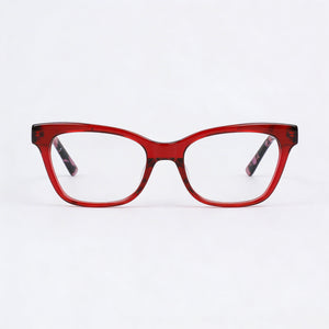 DKNY Dk5053 Cat Eye Eyeglasses Unisex — side view, Red Acetate temples