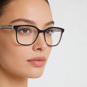 DKNY DK5065 N Rectangle Eyeglasses Women — side view, Black Acetate temples