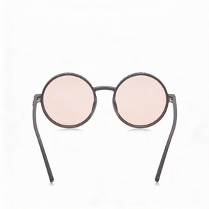 DKNY Round Sunglasses Women — side view, Non-Polarized Blush Mirror lens