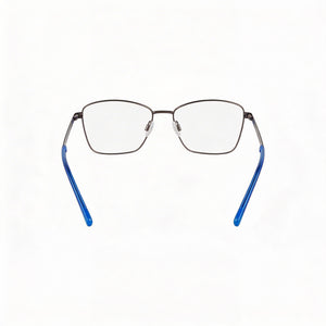 DKNY Rectangle Eyeglasses Women — side view, Silver Acetate temples