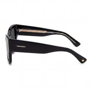 Dsquared2 D2 0016/s Butterfly Sunglasses Women — side view, Non-Polarized Black Gold lens