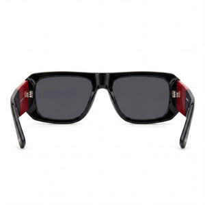 Dsquared2 D2 0107/S Rectangle Sunglasses Men — side view, Non-Polarized Black Red lens