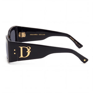 Dsquared2 D2 0109/S Rectangle Sunglasses Women — side view, Non-Polarized Black lens