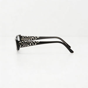 Emilio Pucci Rectangle Eyeglasses Unisex — side view, Black temples