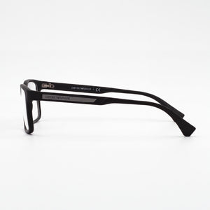 Emporio Armani EA3038 Rectangle Eyeglasses Men — side view, Black Plastic temples