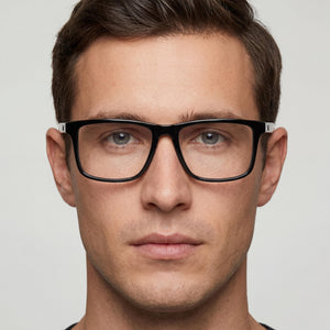 Emporio Armani Ea3257 Square Eyeglasses Men — side view, Black Plastic temples
