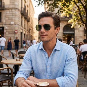 Emporio Armani Sports Gold Sunglasses Men — outdoor wear, Dark Green Non-Polarized lens