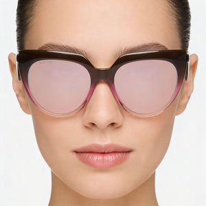 Etro 0003/S Cat Eye Sunglasses Women — side view, Non-Polarized Pink Flash Silver lens