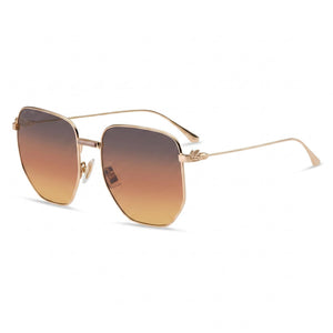 Etro 0020/S Rose Gold Rectangle Sunglasses for Women, Orange lens