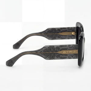 Etro Casual Rectangle Sunglasses Women — side view, Non-Polarized Dark Grey Shaded lens