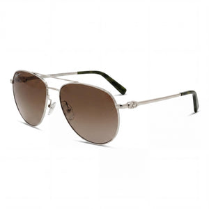 Ferragamo Aviators Silver Aviator Sunglasses for Unisex, Brown lens