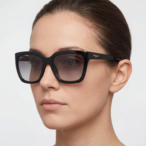 Ferragamo Classic Rectangle Sunglasses for Women — interior view, Non-Polarized lens detail