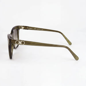 Ferragamo Sf1027s Square Sunglasses Unisex — side view, Non-Polarized Green lens