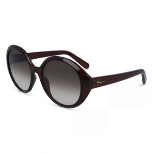 Ferragamo SF1067S Brown Oval Sunglasses for Women, Grey Gradient lens