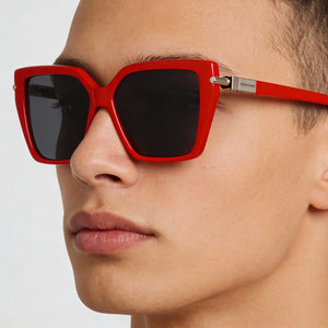 Ferragamo Sf1106s Square Sunglasses Unisex — side view, Non-Polarized Red lens