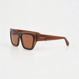 Ferragamo Sf2002s Rectangle Sunglasses Unisex — side view, Non-Polarized Brown lens