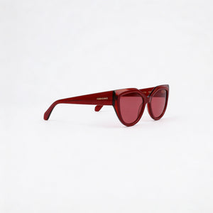 Ferragamo Sf2004s Cat Eye Sunglasses Men — side view, Non-Polarized Transparent Burgundy lens