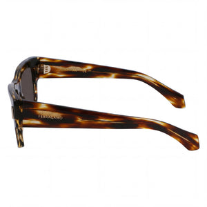 Ferragamo SF2011S Rectangle Sunglasses Men — side view, Non-Polarized Striped Brown lens