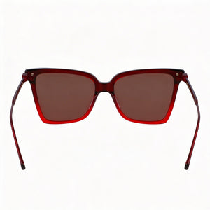 Ferragamo Sf2036s Cat Eye Sunglasses Unisex — side view, Non-Polarized Gradient Transparent Dark Red lens