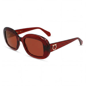 Ferragamo Sf2038se Transparent Rust Rectangle Sunglasses Unisex, Clear lens