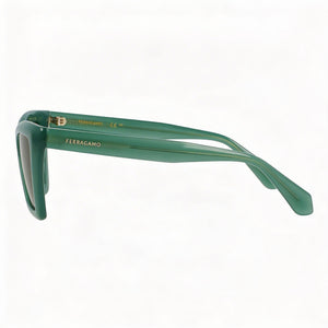 Ferragamo Sf2039se Cat Eye Sunglasses Unisex — side view, Non-Polarized Solid Green lens
