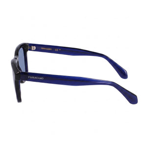 Ferragamo Sf2040se Square Sunglasses Men — side view, Non-Polarized Transparent Blue lens