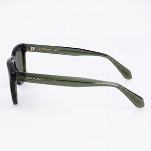 Ferragamo Sf2040se Square Sunglasses Men — side view, Non-Polarized Transparent khaki lens