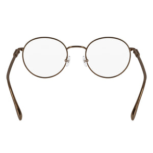 Ferragamo SF2229 Round Eyeglasses Men — side view, Amber Gold Metallo temples