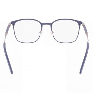 Ferragamo SF2566 Square Eyeglasses Women — side view, Blue Titanium temples