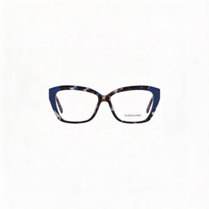 Ferragamo Sf2938n Rectangle Eyeglasses Unisex — side view, Blue Tortoise Metal temples