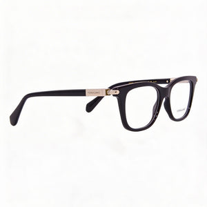 Ferragamo SF2973 Square Eyeglasses Women — side view, Black Injected temples