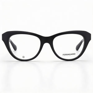 Ferragamo SF2989E Cat Eye Eyeglasses Men — side view, Black Metal temples