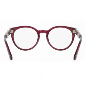 Ferragamo SF3032E Round Eyeglasses Men — side view, Red Plastic temples