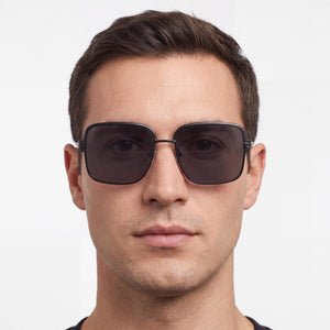 Ferragamo Sf317s Rectangle Sunglasses Men — side view, Non-Polarized Matte Black lens