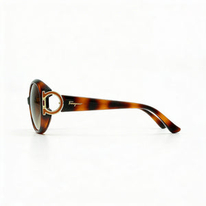 Ferragamo Sf668s Shield Sunglasses Women — side view, Non-Polarized Brown Gradient lens