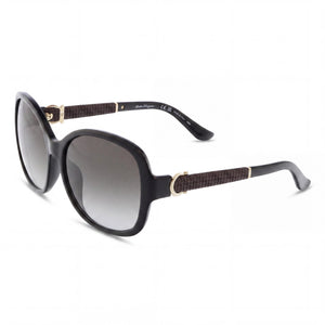 Ferragamo SF744SLA Black Oval Sunglasses for Women, Grey Gradient lens