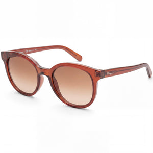 Ferragamo SF833S Brown Round Sunglasses for Women, Brown lens