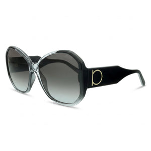 Ferragamo SF942S Black Oval Sunglasses Unisex, Gray Gradient lens