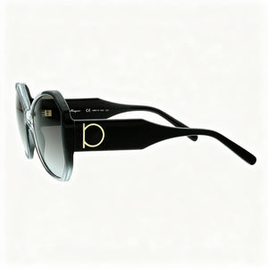 Ferragamo SF942S Oval Sunglasses Unisex — side view, Gray Gradient lens