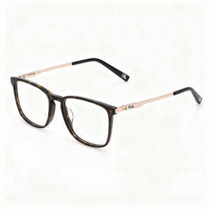 Fila Rectangle Eyeglasses Men — side view, Havana Acetate temples