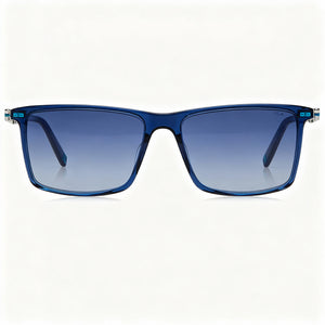 Fila SFI447 Rectangle Sunglasses Men — side view, Blue Transparent lens