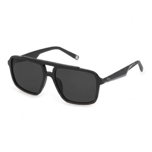 Fila SFI460 Black Aviator Sunglasses Unisex, Black lens