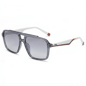 Fila SFI460 Gray Aviator Sunglasses Unisex, Smoke Silver lens