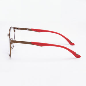 Fila VF9919-0627 Round Eyeglasses Men — side view, Brown Cellulose Acetate temples
