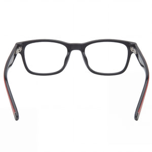 Fila VFI115V Rectangle Eyeglasses Unisex — side view, Black Acetate temples
